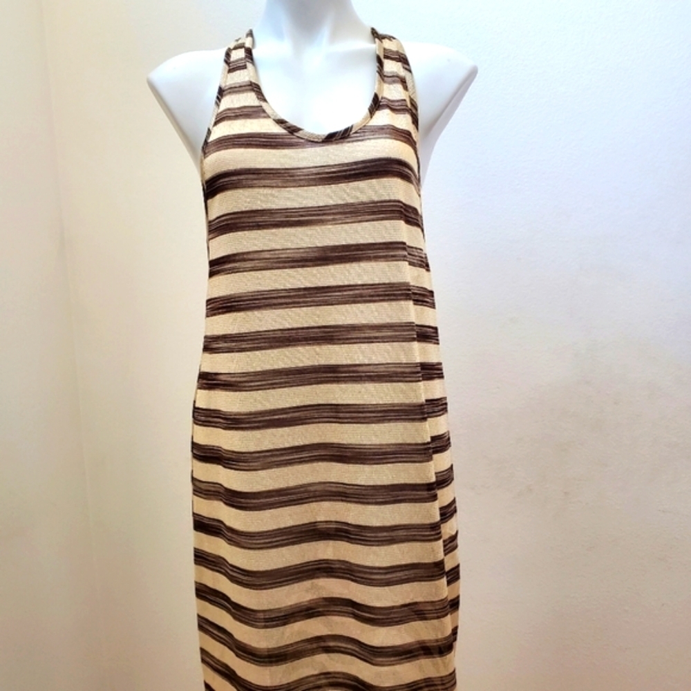 Elif for Jordan Taylor Women's Knit Black & Gold Striped A- Line Tank Dress - Picture 5 of 10